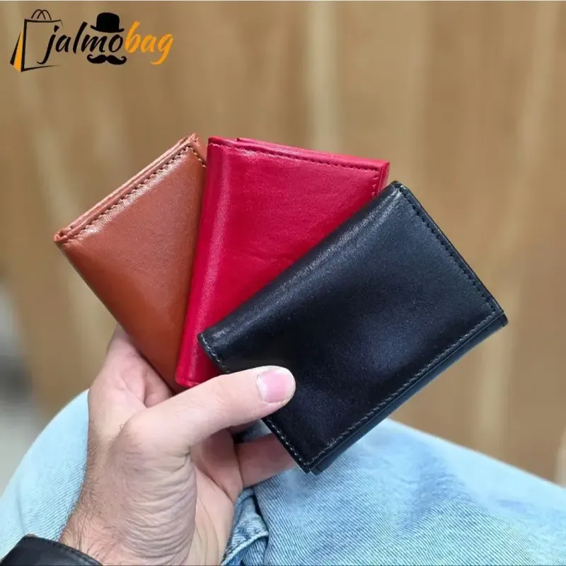 کیف پول جیبی چرم طبیعی گاوی مردانه و زنانه ابعاد 7 در 10 سانتی متر