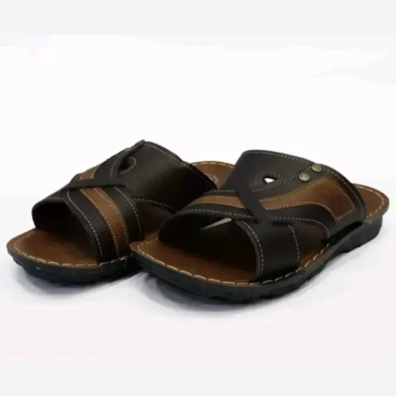 صندل طبی مردانه چرم مدل تایلندی مشکی سایز 40 تا 45